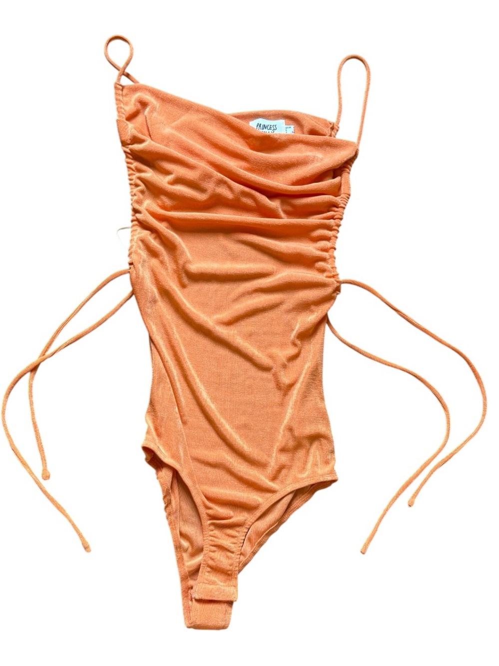 Princess Polly Kids Orange Ruched One-Piece Swimsuit with Side Ties